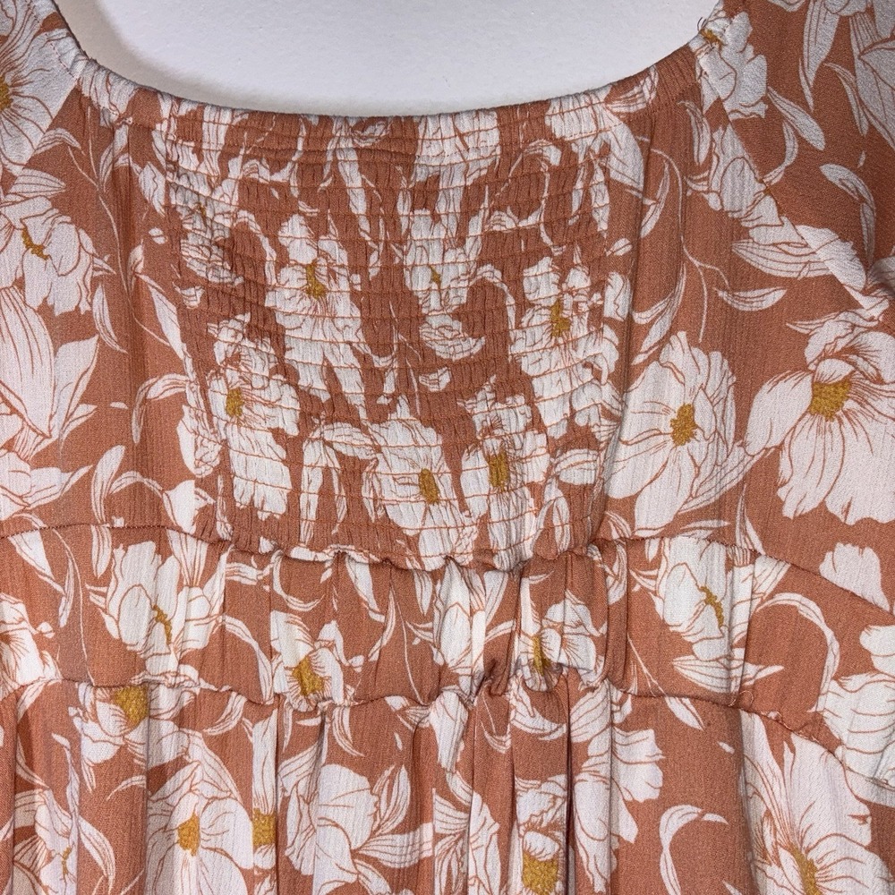 Torrid Coral Floral Maxi Off Shoulder Dress Size 1X Romantic Flowy Fairy Summer - Picture 4 of 11